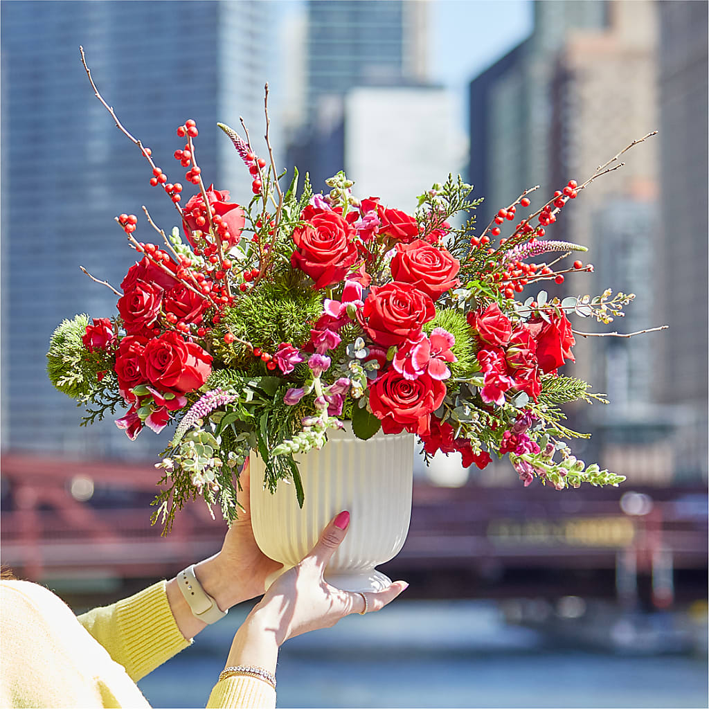 Big Red Bow Bouquet – Garden Of Eden Florist Inc, Coplay PA