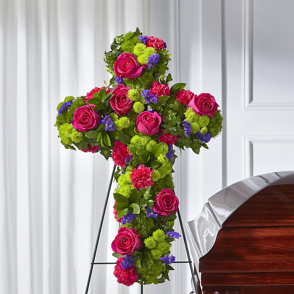 Tribute Rose Floral Cross – Garden Of Eden Florist Inc, Coplay PA