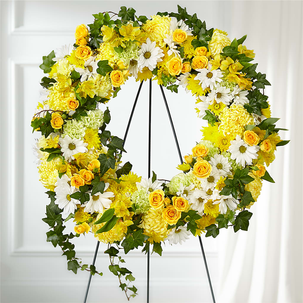 Golden Remembrance Wreath – Garden Of Eden Florist Inc, Coplay PA