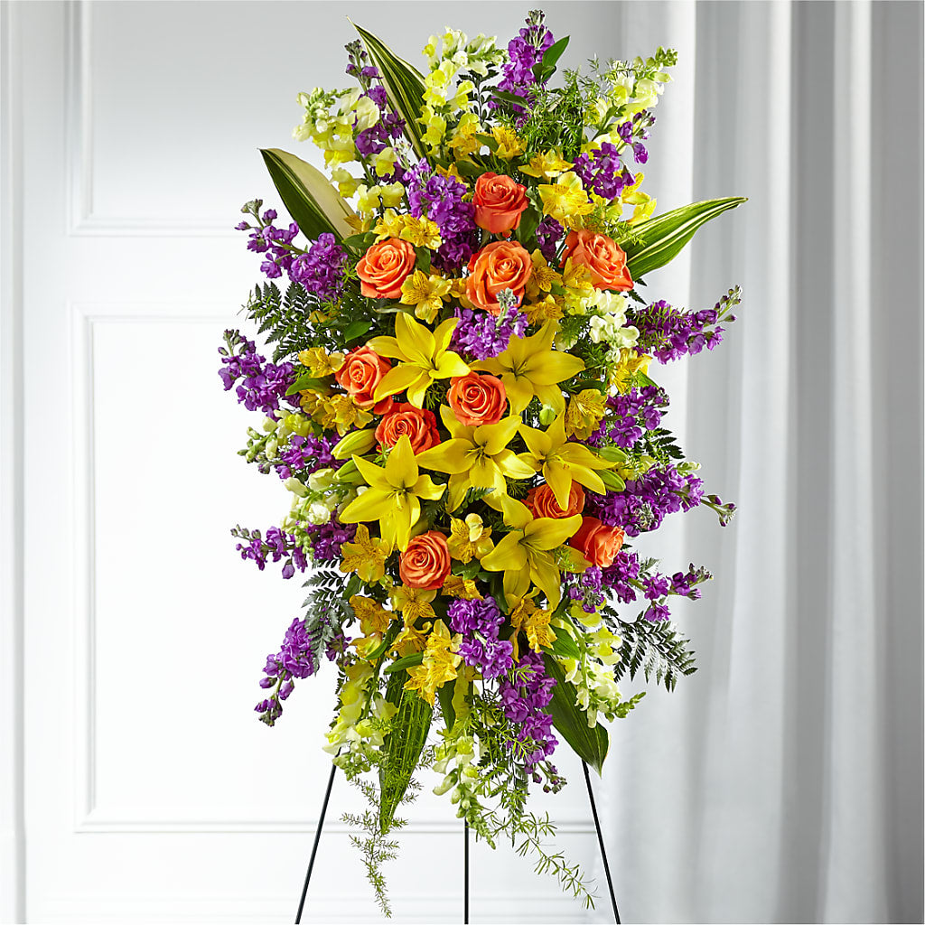 Thoughtful Prayers Standing Spray – Garden Of Eden Florist Inc, Coplay PA
