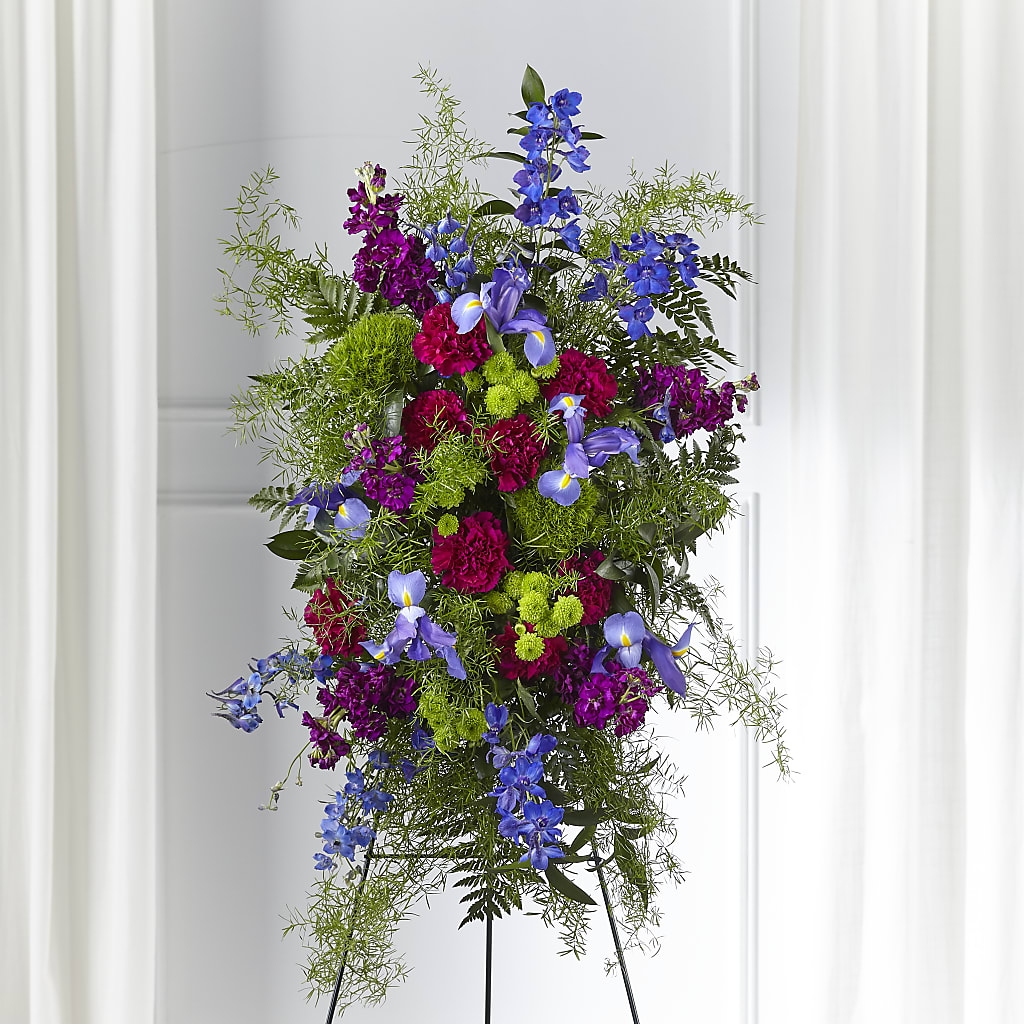 Heavenly Skies Standing Spray – Garden Of Eden Florist Inc, Coplay PA