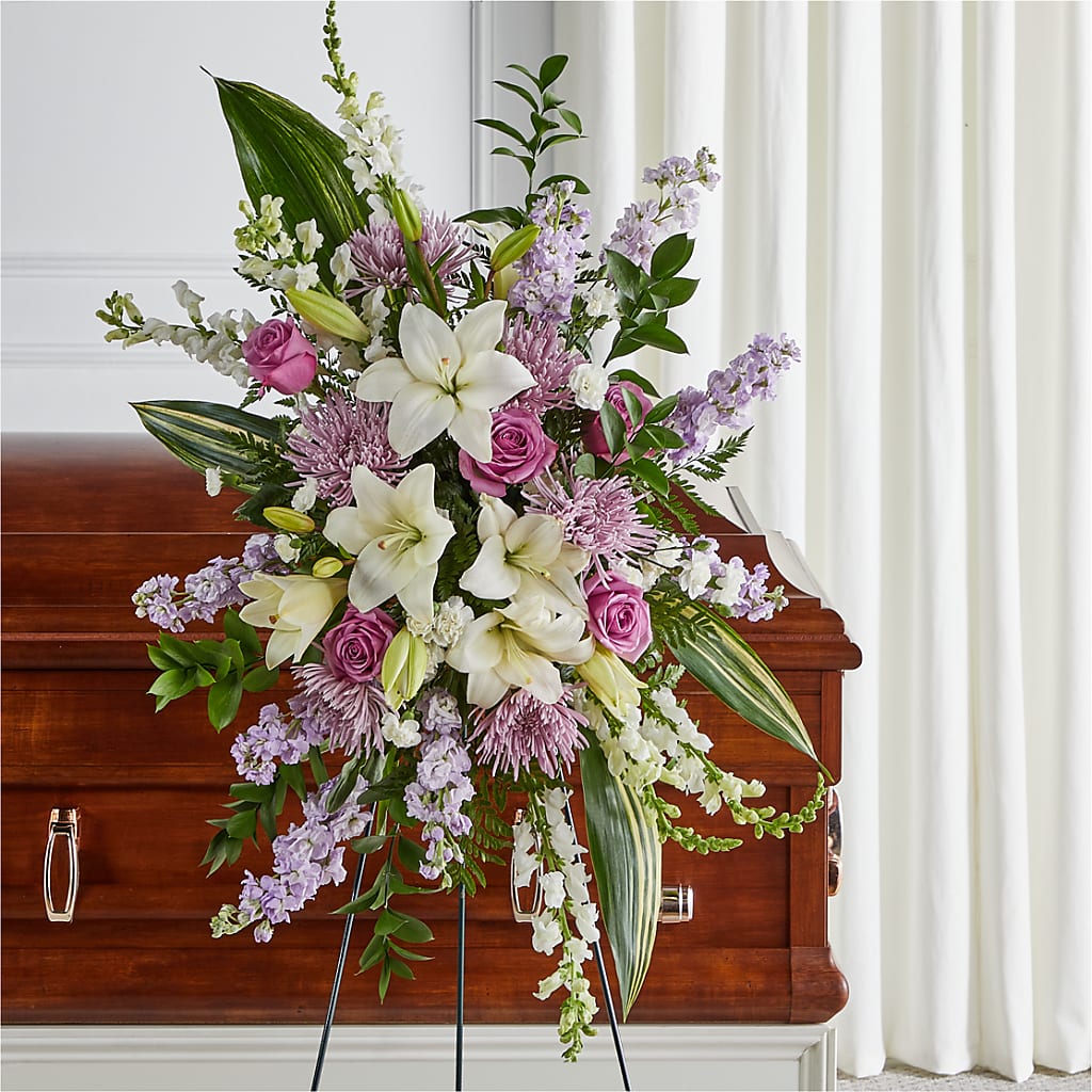 Grateful Hearts Standing Spray – Garden Of Eden Florist Inc, Coplay PA