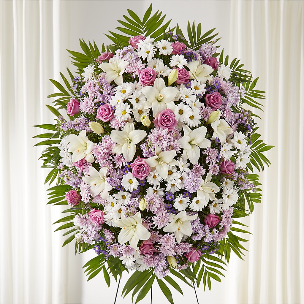 Surrounded by Love Standing Spray – Garden Of Eden Florist Inc, Coplay PA