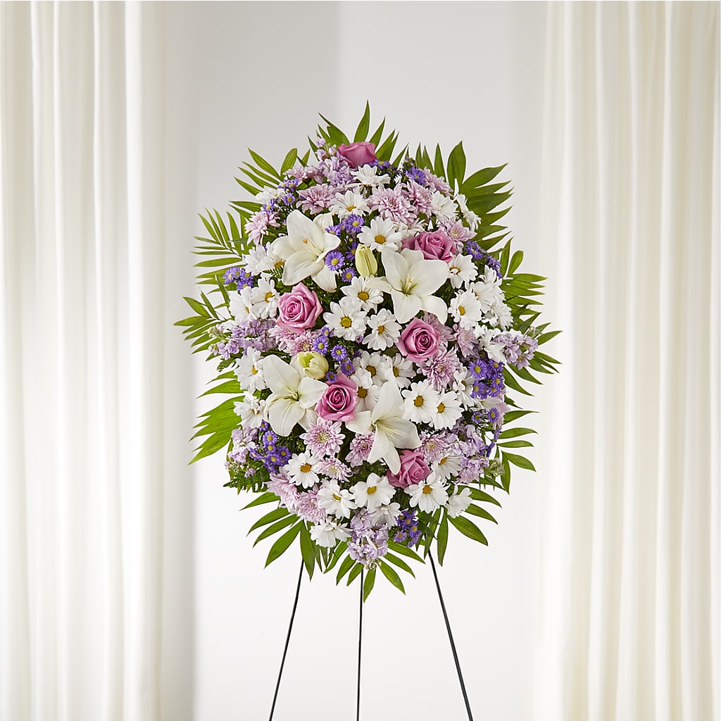 Surrounded by Love Standing Spray – Garden Of Eden Florist Inc, Coplay PA