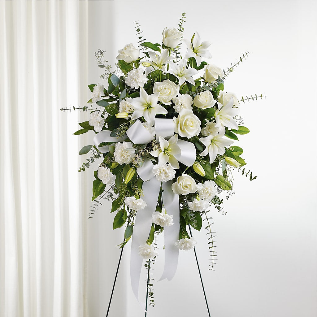With Care Standing Spray – Garden Of Eden Florist Inc, Coplay PA