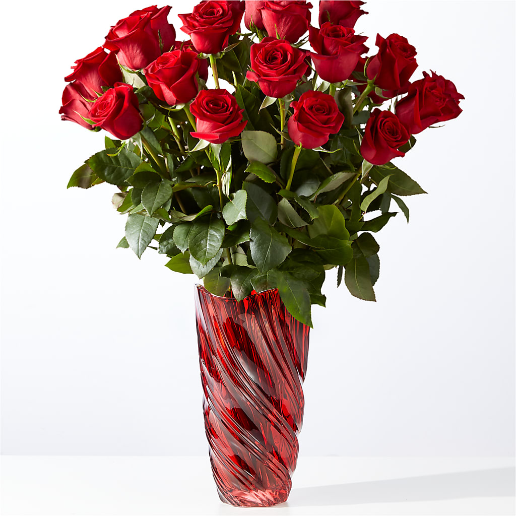 Classic Love Red Rose Bouquet with Luxe Swirl Vase – Garden Of Eden Florist Inc, Coplay PA