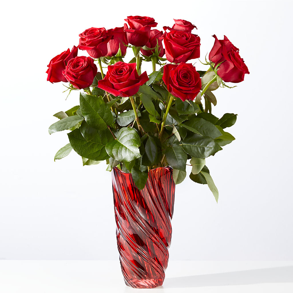 Classic Love Red Rose Bouquet with Luxe Swirl Vase – Garden Of Eden Florist Inc, Coplay PA