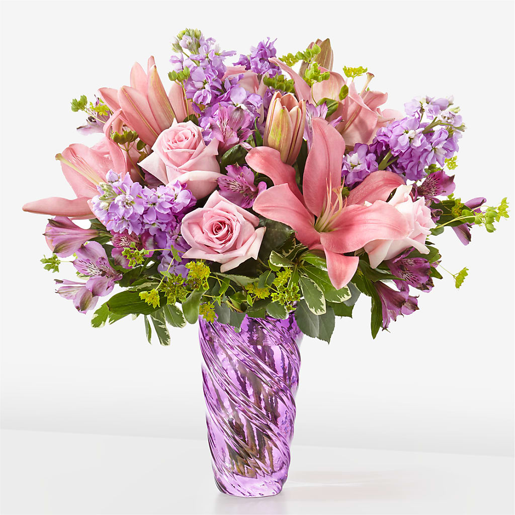 Precious Petals Bouquet with Luxe Swirl Vase – Garden Of Eden Florist Inc, Coplay PA