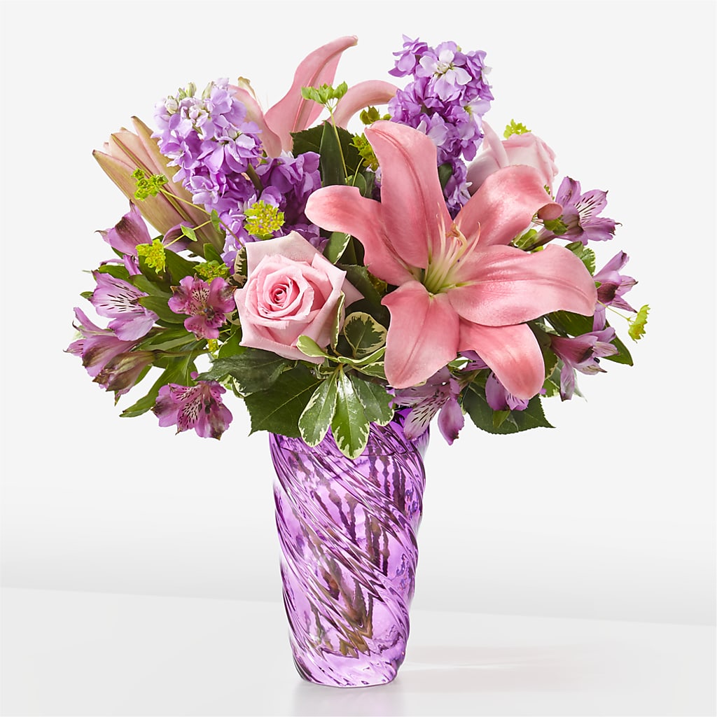 Precious Petals Bouquet with Luxe Swirl Vase – Garden Of Eden Florist Inc, Coplay PA