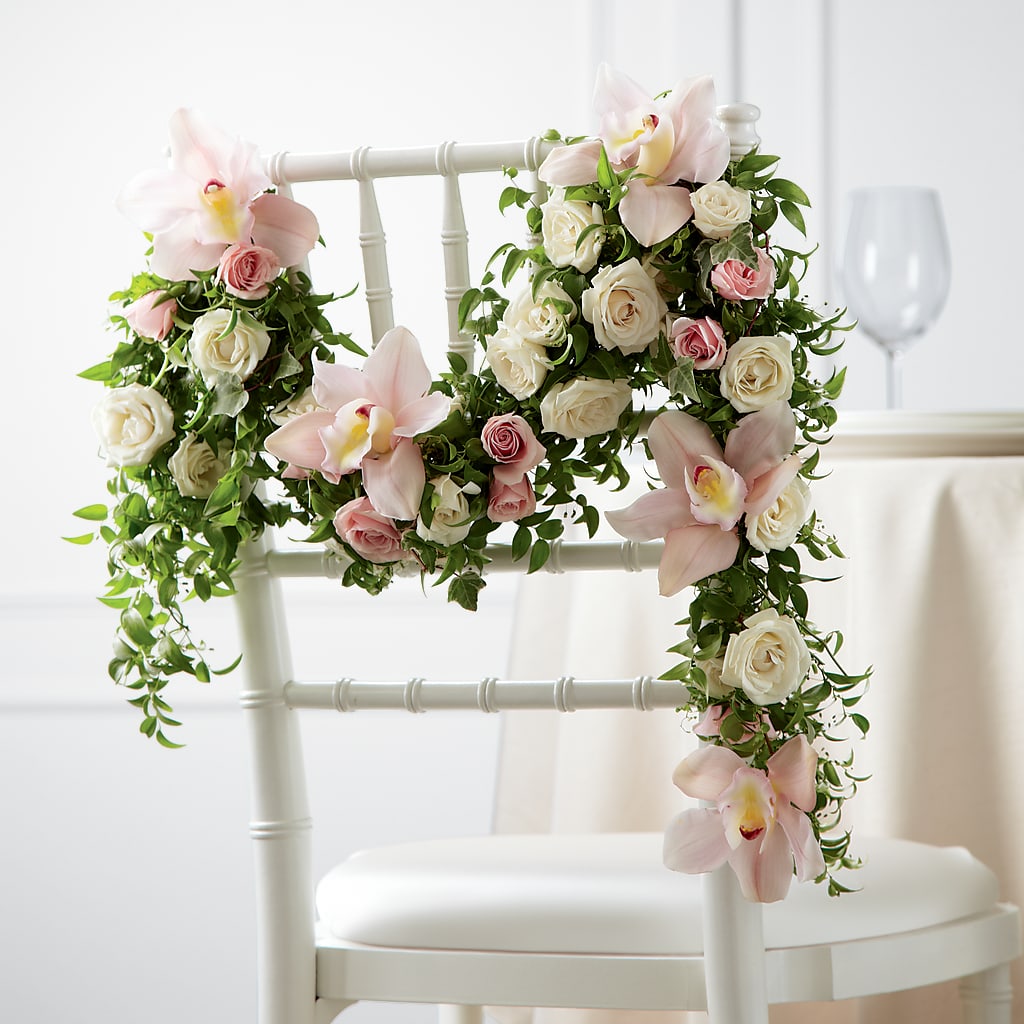Orchid Rose Chair Décor – Garden Of Eden Florist Inc, Coplay PA