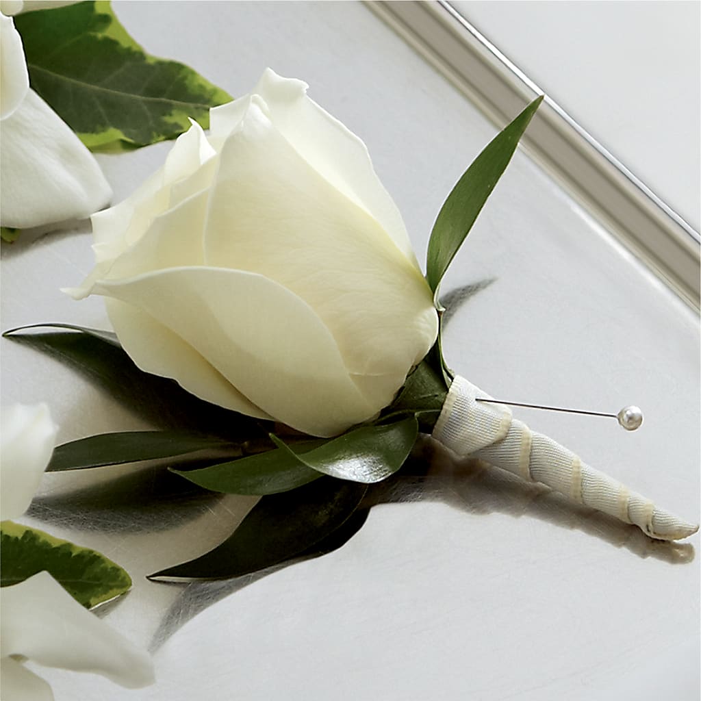 White Rose Boutonniere – Garden Of Eden Florist Inc, Coplay PA
