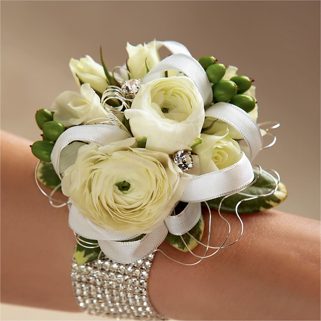 White Wedding Corsage – Garden Of Eden Florist Inc, Coplay PA