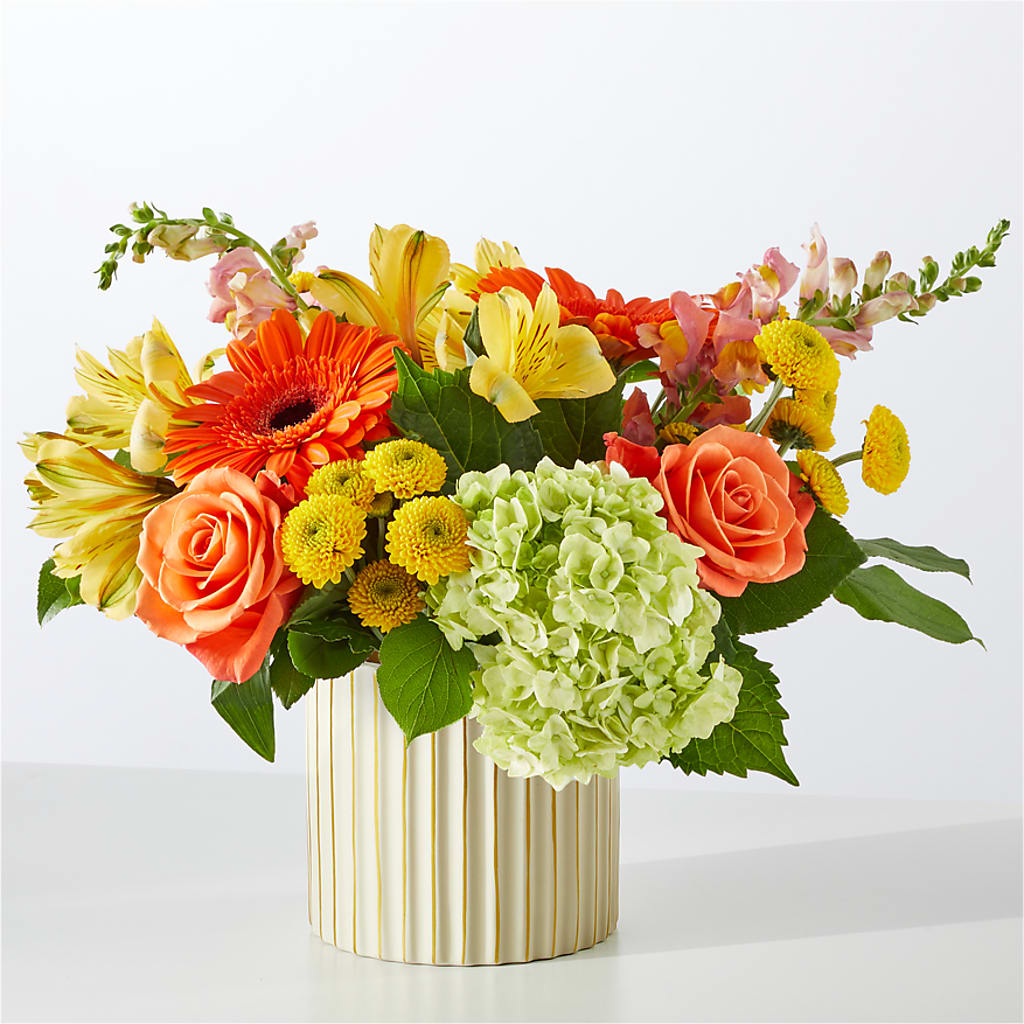 Autumn Sunshine Bouquet with Ivory Vase –  Garden Of Eden Florist Inc, Coplay PA
