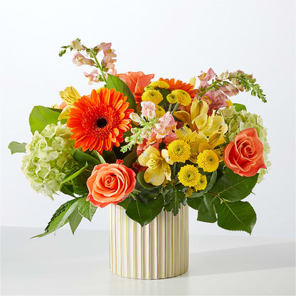Autumn Sunshine Bouquet with Ivory Vase –  Garden Of Eden Florist Inc, Coplay PA