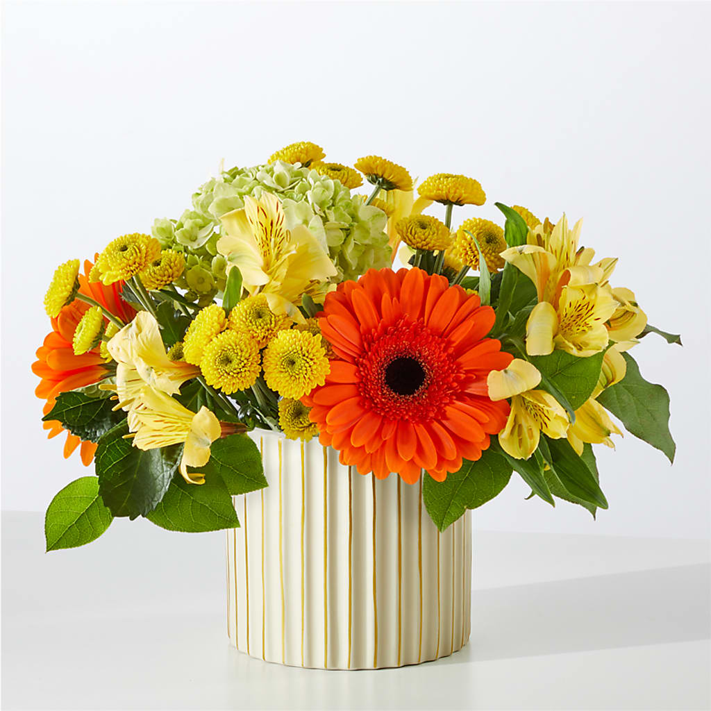 Autumn Sunshine Bouquet with Ivory Vase –  Garden Of Eden Florist Inc, Coplay PA